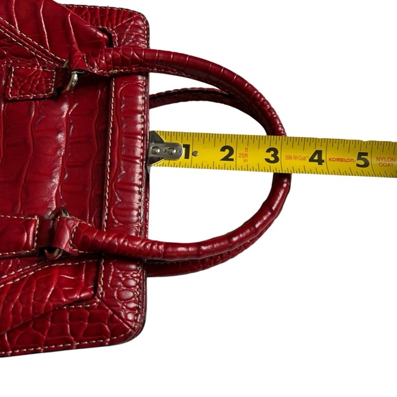 LIZ CLAIBORNE Crazy Horse Vintage Red Mock Croc Mini Satchel OS - Picture 4 of 11
